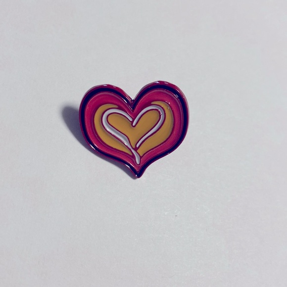 COPY - Red and orange heart shaped pin - Picture 1 of 3